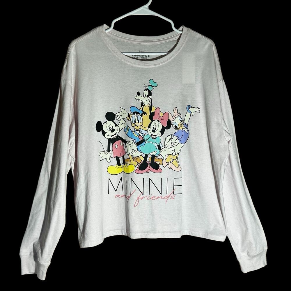 NWT DISNEY Minnie & Friends Long Sleeve Graphic Pink T-Shirt Plus Size 1X - Picture 2 of 8